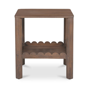 Moe's Home Wiley Side Table - Modern Shaker Design With Scalloped Edges, Sustainable Mango Wood Elegance Brown Mango Wood Gz-1166-03