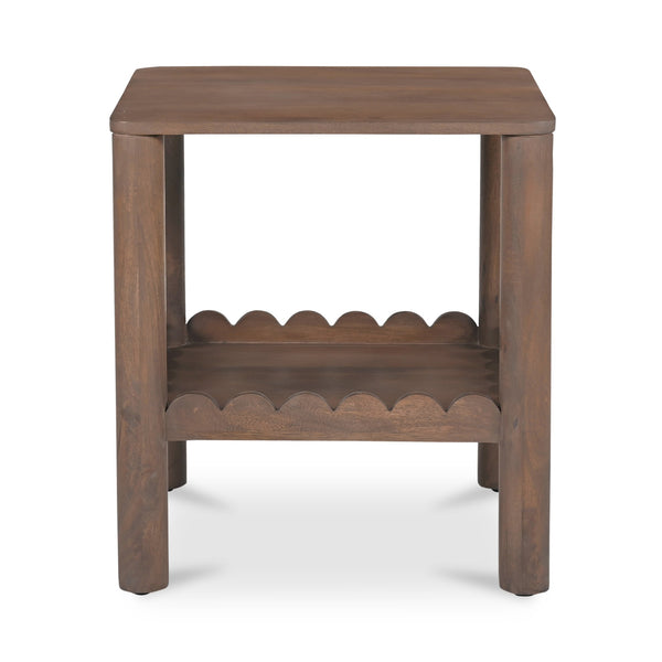 Moe's Home Wiley Side Table - Modern Shaker Design With Scalloped Edges, Sustainable Mango Wood Elegance Brown Mango Wood Gz-1166-03