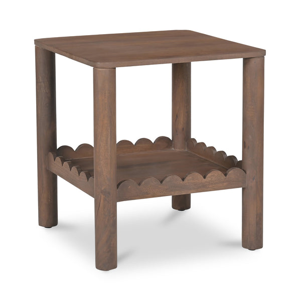 Moe's Home Wiley Side Table - Modern Shaker Design With Scalloped Edges, Sustainable Mango Wood Elegance Brown Mango Wood Gz-1166-03