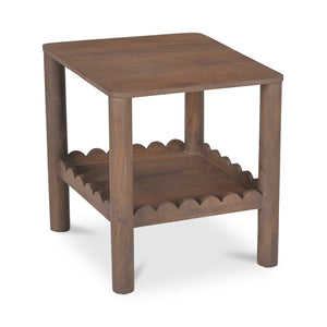 Moe's Home Wiley Side Table - Modern Shaker Design With Scalloped Edges, Sustainable Mango Wood Elegance Brown Mango Wood Gz-1166-03