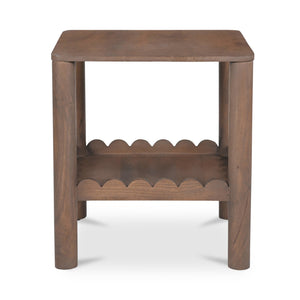 Moe's Home Wiley Side Table - Modern Shaker Design With Scalloped Edges, Sustainable Mango Wood Elegance Brown Mango Wood Gz-1166-03