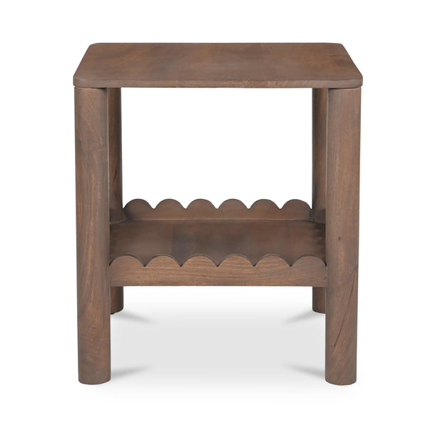 Moe's Home Wiley Side Table - Modern Shaker Design With Scalloped Edges, Sustainable Mango Wood Elegance Brown Mango Wood Gz-1166-03