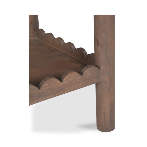 Moe's Home Wiley Side Table - Modern Shaker Design With Scalloped Edges, Sustainable Mango Wood Elegance Brown Mango Wood Gz-1166-03