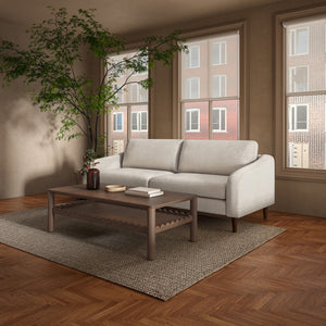 Moe's Home Wiley Coffee Table - Elegant Mango Wood Design With Scalloped Edges And Modern Shaker Style Charm Brown Mango Wood Gz-1167-03