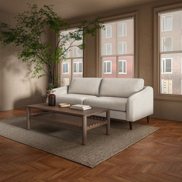 Moe's Home Wiley Coffee Table - Elegant Mango Wood Design With Scalloped Edges And Modern Shaker Style Charm Brown Mango Wood Gz-1167-03