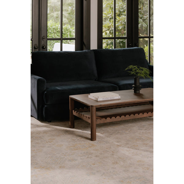 Moe's Home Wiley Coffee Table - Elegant Mango Wood Design With Scalloped Edges And Modern Shaker Style Charm Brown Mango Wood Gz-1167-03
