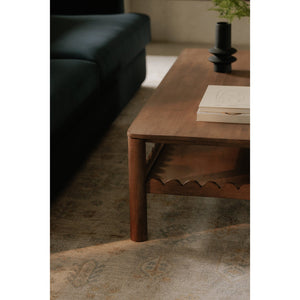 Moe's Home Wiley Coffee Table - Elegant Mango Wood Design With Scalloped Edges And Modern Shaker Style Charm Brown Mango Wood Gz-1167-03