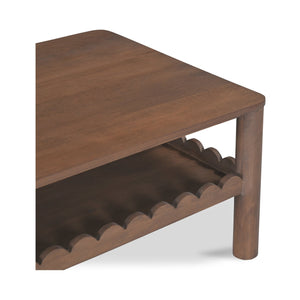 Moe's Home Wiley Coffee Table - Elegant Mango Wood Design With Scalloped Edges And Modern Shaker Style Charm Brown Mango Wood Gz-1167-03