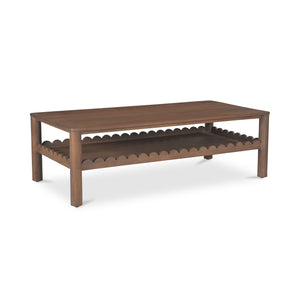 Moe's Home Wiley Coffee Table - Elegant Mango Wood Design With Scalloped Edges And Modern Shaker Style Charm Brown Mango Wood Gz-1167-03
