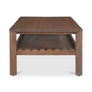 Moe's Home Wiley Coffee Table - Elegant Mango Wood Design With Scalloped Edges And Modern Shaker Style Charm Brown Mango Wood Gz-1167-03