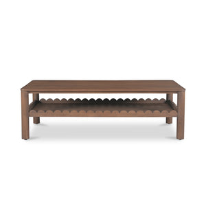 Moe's Home Wiley Coffee Table - Elegant Mango Wood Design With Scalloped Edges And Modern Shaker Style Charm Brown Mango Wood Gz-1167-03