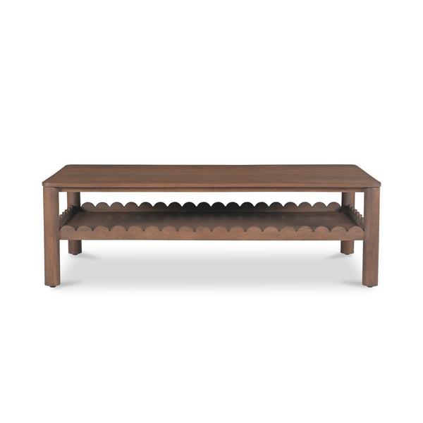 Moe's Home Wiley Coffee Table - Elegant Mango Wood Design With Scalloped Edges And Modern Shaker Style Charm Brown Mango Wood Gz-1167-03