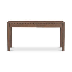 Moe's Home Wiley Console Table - Elegant Shaker Design With Geometric Curves And Intricate Scalloped Details Brown Mango Wood,Mango Wood Veneer Over Mdf Back And Drawer Bottom Gz-1168-03