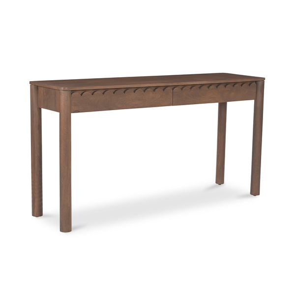 Moe's Home Wiley Console Table - Elegant Shaker Design With Geometric Curves And Intricate Scalloped Details Brown Mango Wood,Mango Wood Veneer Over Mdf Back And Drawer Bottom Gz-1168-03