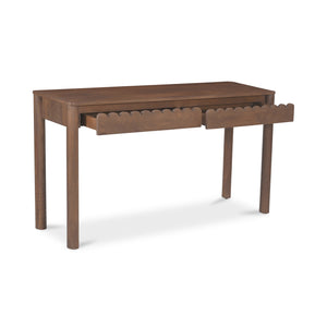 Moe's Home Wiley Console Table - Elegant Shaker Design With Geometric Curves And Intricate Scalloped Details Brown Mango Wood,Mango Wood Veneer Over Mdf Back And Drawer Bottom Gz-1168-03