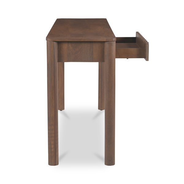 Moe's Home Wiley Console Table - Elegant Shaker Design With Geometric Curves And Intricate Scalloped Details Brown Mango Wood,Mango Wood Veneer Over Mdf Back And Drawer Bottom Gz-1168-03