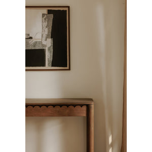 Moe's Home Wiley Console Table - Elegant Shaker Design With Geometric Curves And Intricate Scalloped Details Brown Mango Wood,Mango Wood Veneer Over Mdf Back And Drawer Bottom Gz-1168-03