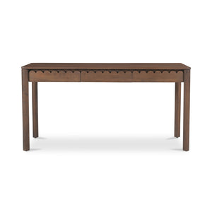 Moe's Home Wiley Desk - Modern Shaker Design With Elegant Scalloped Details, Crafted From Sustainable Mango Wood Brown Mango Wood,Mango Wood Veneer Over Mdf Back And Drawer Bottom Gz-1169-03