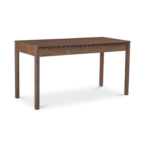 Moe's Home Wiley Desk - Modern Shaker Design With Elegant Scalloped Details, Crafted From Sustainable Mango Wood Brown Mango Wood,Mango Wood Veneer Over Mdf Back And Drawer Bottom Gz-1169-03