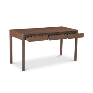 Moe's Home Wiley Desk - Modern Shaker Design With Elegant Scalloped Details, Crafted From Sustainable Mango Wood Brown Mango Wood,Mango Wood Veneer Over Mdf Back And Drawer Bottom Gz-1169-03
