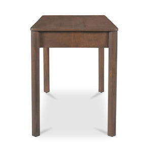 Moe's Home Wiley Desk - Modern Shaker Design With Elegant Scalloped Details, Crafted From Sustainable Mango Wood Brown Mango Wood,Mango Wood Veneer Over Mdf Back And Drawer Bottom Gz-1169-03