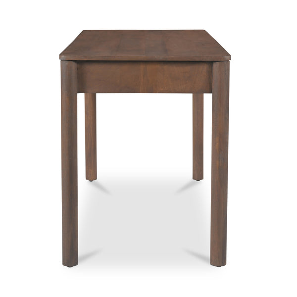 Moe's Home Wiley Desk - Modern Shaker Design With Elegant Scalloped Details, Crafted From Sustainable Mango Wood Brown Mango Wood,Mango Wood Veneer Over Mdf Back And Drawer Bottom Gz-1169-03