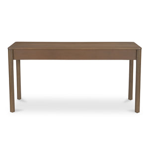 Moe's Home Wiley Desk - Modern Shaker Design With Elegant Scalloped Details, Crafted From Sustainable Mango Wood Brown Mango Wood,Mango Wood Veneer Over Mdf Back And Drawer Bottom Gz-1169-03
