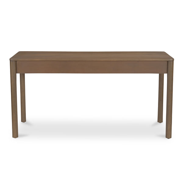 Moe's Home Wiley Desk - Modern Shaker Design With Elegant Scalloped Details, Crafted From Sustainable Mango Wood Brown Mango Wood,Mango Wood Veneer Over Mdf Back And Drawer Bottom Gz-1169-03