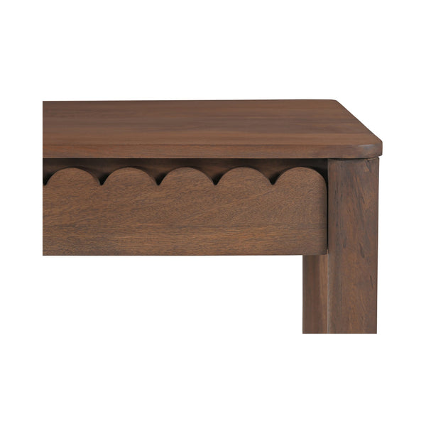 Moe's Home Wiley Desk - Modern Shaker Design With Elegant Scalloped Details, Crafted From Sustainable Mango Wood Brown Mango Wood,Mango Wood Veneer Over Mdf Back And Drawer Bottom Gz-1169-03