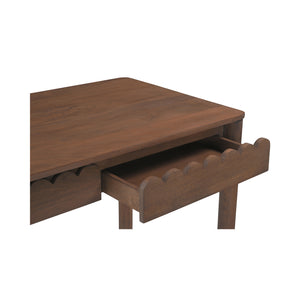 Moe's Home Wiley Desk - Modern Shaker Design With Elegant Scalloped Details, Crafted From Sustainable Mango Wood Brown Mango Wood,Mango Wood Veneer Over Mdf Back And Drawer Bottom Gz-1169-03