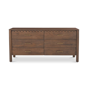 Moe's Home Wiley Dresser - Elegant Modern Shaker Design With Timeless Charm, Sustainable Mango Wood & 6 Drawers Brown Mango Wood,Mango Wood Veneer Over Mdf Back And Drawer Bottom Gz-1170-03