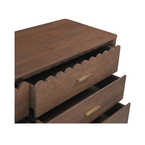 Moe's Home Wiley Dresser - Elegant Modern Shaker Design With Timeless Charm, Sustainable Mango Wood & 6 Drawers Brown Mango Wood,Mango Wood Veneer Over Mdf Back And Drawer Bottom Gz-1170-03