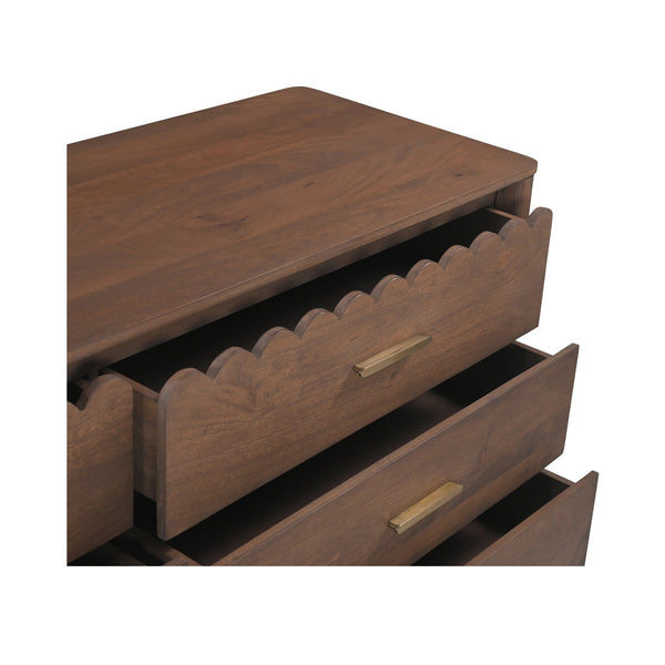 Moe's Home Wiley Dresser - Elegant Modern Shaker Design With Timeless Charm, Sustainable Mango Wood & 6 Drawers Brown Mango Wood,Mango Wood Veneer Over Mdf Back And Drawer Bottom Gz-1170-03