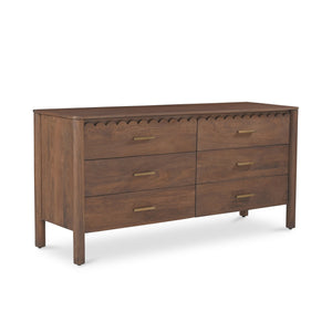 Moe's Home Wiley Dresser - Elegant Modern Shaker Design With Timeless Charm, Sustainable Mango Wood & 6 Drawers Brown Mango Wood,Mango Wood Veneer Over Mdf Back And Drawer Bottom Gz-1170-03