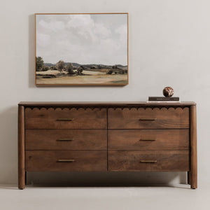 Moe's Home Wiley Dresser - Elegant Modern Shaker Design With Timeless Charm, Sustainable Mango Wood & 6 Drawers Brown Mango Wood,Mango Wood Veneer Over Mdf Back And Drawer Bottom Gz-1170-03