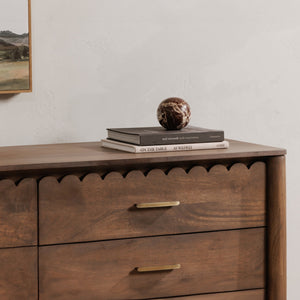 Moe's Home Wiley Dresser - Elegant Modern Shaker Design With Timeless Charm, Sustainable Mango Wood & 6 Drawers Brown Mango Wood,Mango Wood Veneer Over Mdf Back And Drawer Bottom Gz-1170-03