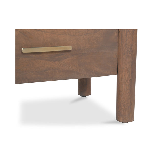 Moe's Home Wiley Nightstand: Modern Shaker Design With Elegant Curves, Scalloped Edges & Brass Hardware Finish Brown Mango Wood,Mango Wood Veneer Over Mdf Back And Drawer Bottom Gz-1171-03