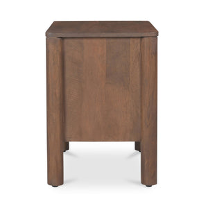 Moe's Home Wiley Nightstand: Modern Shaker Design With Elegant Curves, Scalloped Edges & Brass Hardware Finish Brown Mango Wood,Mango Wood Veneer Over Mdf Back And Drawer Bottom Gz-1171-03