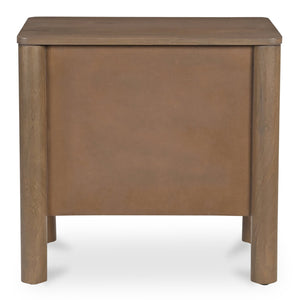 Moe's Home Wiley Nightstand: Modern Shaker Design With Elegant Curves, Scalloped Edges & Brass Hardware Finish Brown Mango Wood,Mango Wood Veneer Over Mdf Back And Drawer Bottom Gz-1171-03
