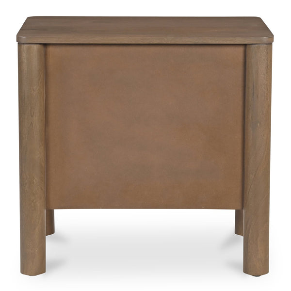 Moe's Home Wiley Nightstand: Modern Shaker Design With Elegant Curves, Scalloped Edges & Brass Hardware Finish Brown Mango Wood,Mango Wood Veneer Over Mdf Back And Drawer Bottom Gz-1171-03