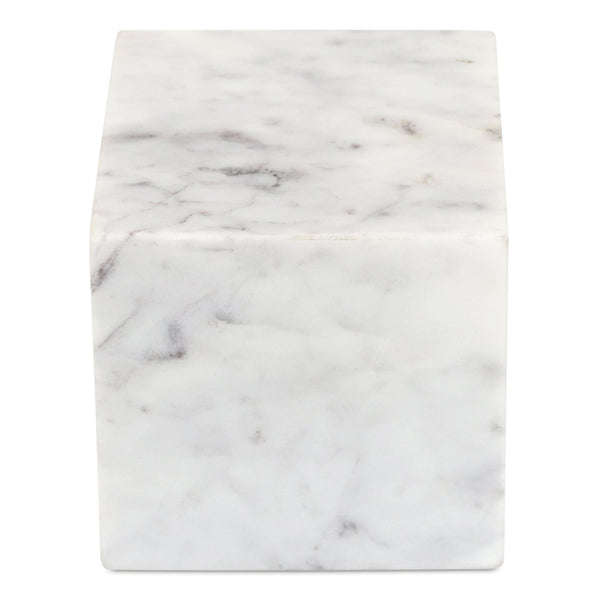 Moe's Home Cora Cube Tabletop Accent - Stunning Banswara Marble With Purple Veining For Elegant Home Decor White Banswara Purple White Marble Gz-1172-18