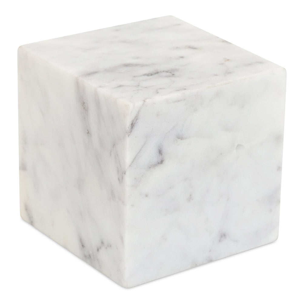 Moe's Home Cora Cube Tabletop Accent - Stunning Banswara Marble With Purple Veining For Elegant Home Decor White Banswara Purple White Marble Gz-1172-18