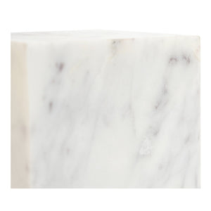 Moe's Home Cora Cube Tabletop Accent - Stunning Banswara Marble With Purple Veining For Elegant Home Decor White Banswara Purple White Marble Gz-1172-18