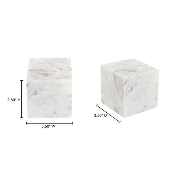 Moe's Home Cora Cube Tabletop Accent - Stunning Banswara Marble With Purple Veining For Elegant Home Decor White Banswara Purple White Marble Gz-1172-18