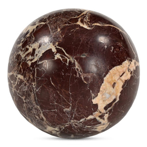 Moe's Home Odessa Sphere Tabletop Accent - Captivating Levanto Marble With Gold Veining For Elegant Display Red Red Levanto Marble Gz-1173-22