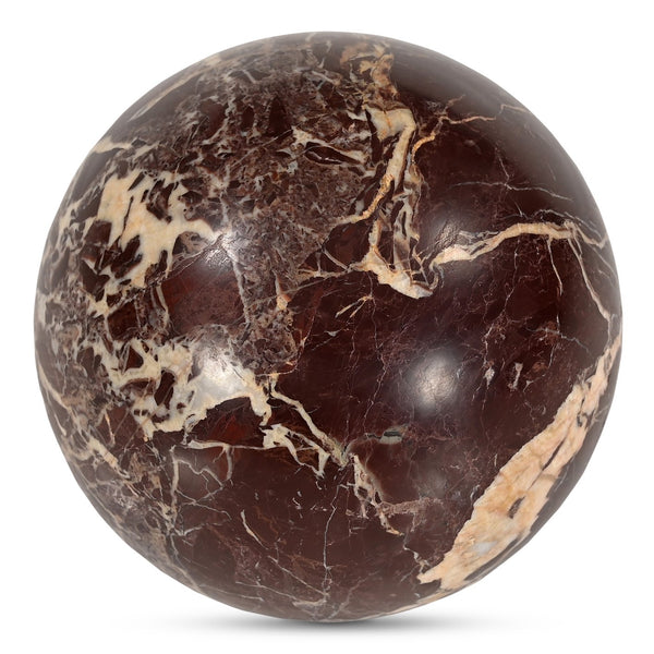 Moe's Home Odessa Sphere Tabletop Accent - Captivating Levanto Marble With Gold Veining For Elegant Display Red Red Levanto Marble Gz-1173-22