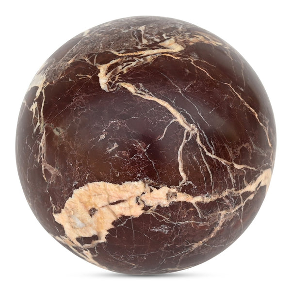 Moe's Home Odessa Sphere Tabletop Accent - Captivating Levanto Marble With Gold Veining For Elegant Display Red Red Levanto Marble Gz-1173-22