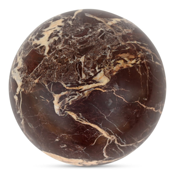 Moe's Home Odessa Sphere Tabletop Accent - Captivating Levanto Marble With Gold Veining For Elegant Display Red Red Levanto Marble Gz-1173-22