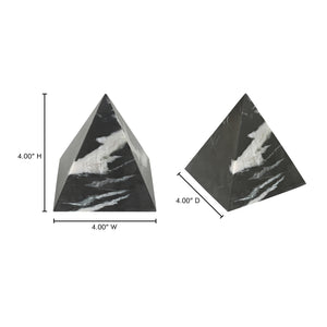 Moe's Home Alma Pyramid Tabletop Accent - Luxurious Marble With Gold Highlights For Elegant Home Décor Black Black Marble Gz-1174-02