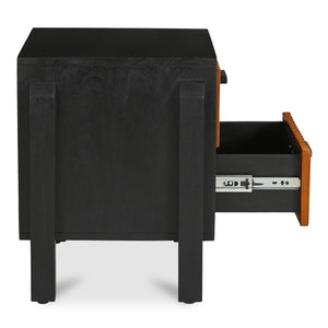 Moe's Home Hayden Nightstand - Elegant Mango Wood Design With Leather Front And Soft-close Drawers For Storage Brown Mango Wood Frame & Case,Top Grain Goat Leather Pasted On Mdf Drawer Front Gz-1179-03